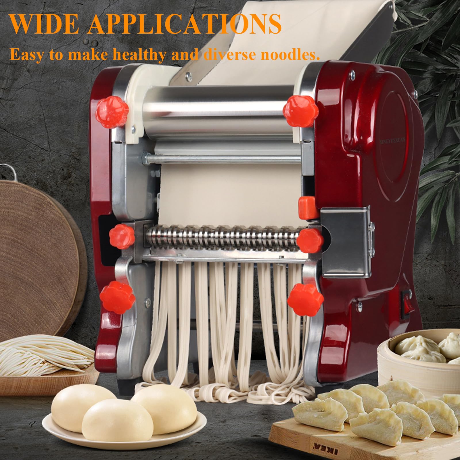 Commercial Electric Pasta Maker Machine - Stainless Steel Noodle & Spaghetti Maker with 2mm/6mm Cutters - Perfect for Restaurants, Italian Cuisine & Home Kitchen Use