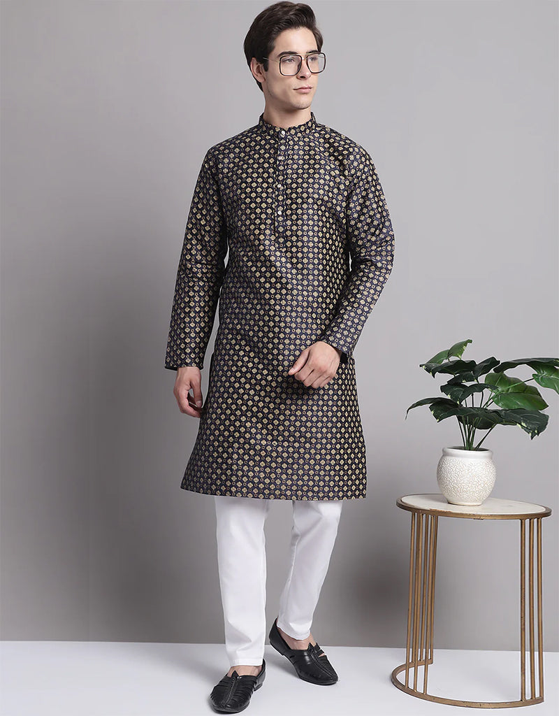 Premium Black Kurta with Silk Cotton Pajama Set for Men - Comfortable Traditional Indian Outfit for Festivals, Weddings & Casual Wear