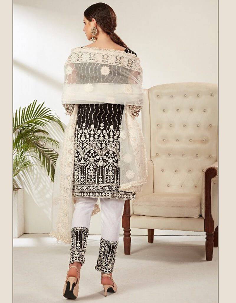 Black Heavy Butterfly Net Pakistani Suit - Elegant Traditional Outfit for Women - Perfect for Weddings, Parties & Special Occasions