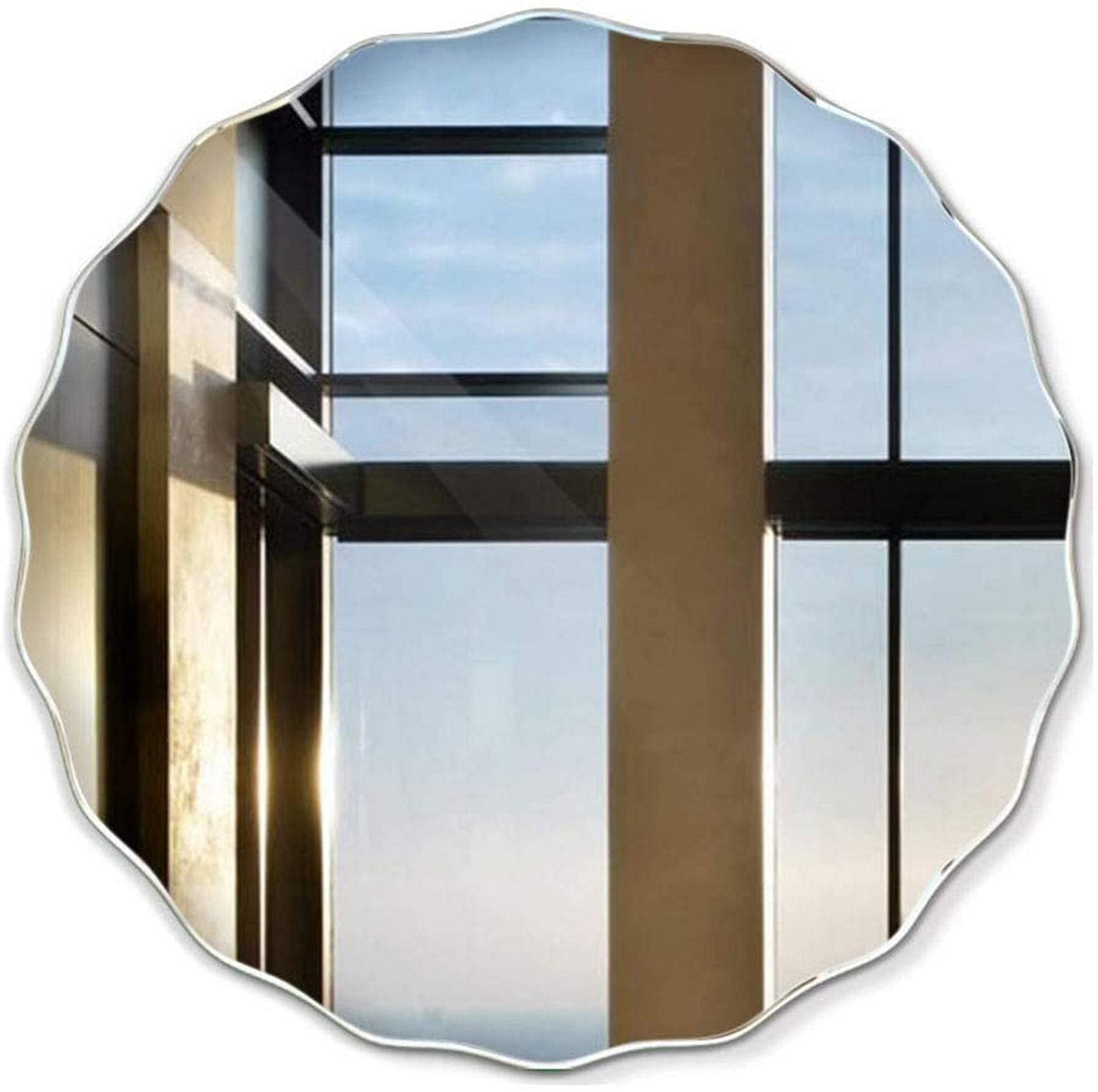 FMOGE Round Wall Mirror with Ruffled Edge - 50cm Bathroom, Living Room, Bedroom & Makeup Vanity Mirror - Elegant Home Decor for Dressing, Vanity & Interior Design