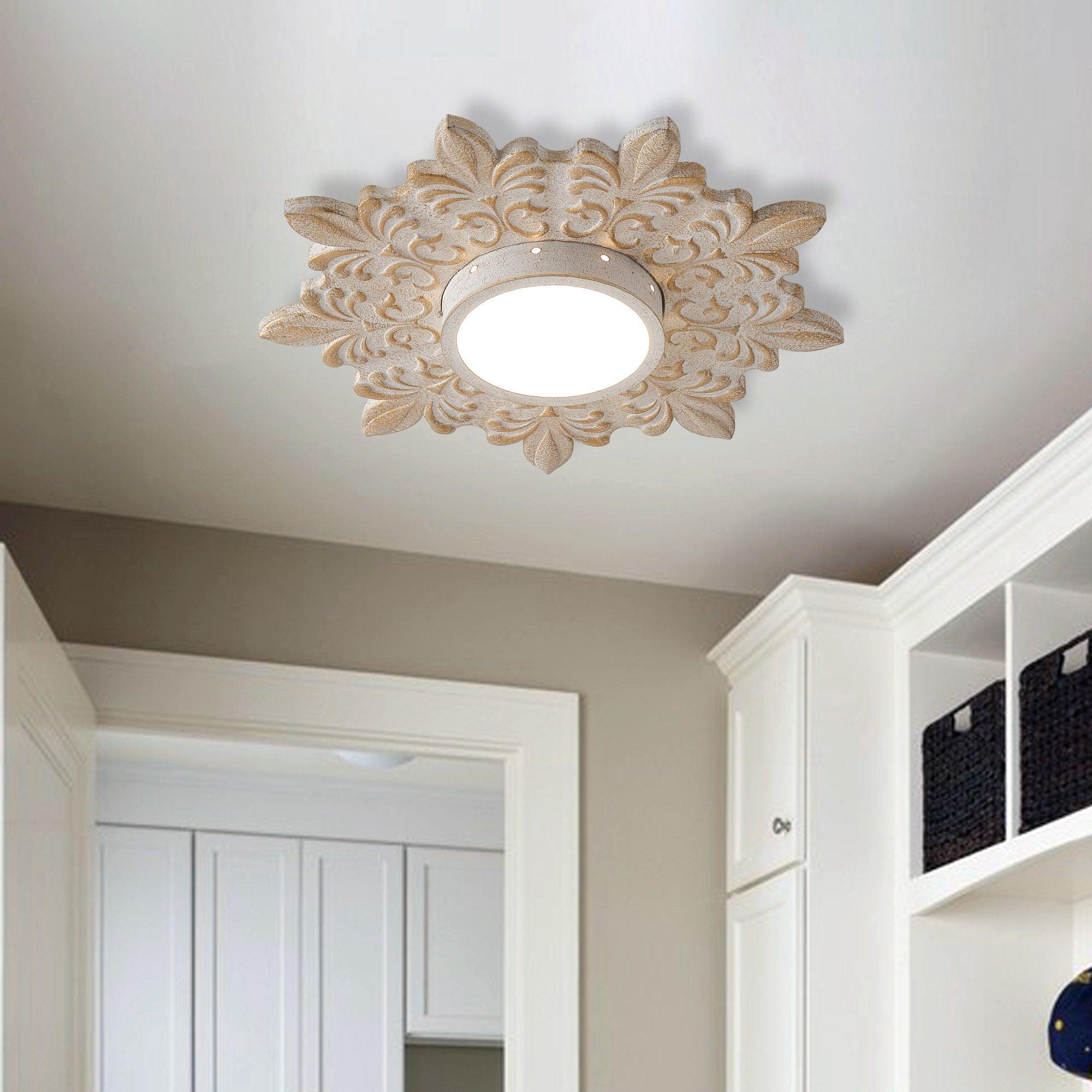 22 Inch White Modern Sunburst Flush Mount LED Ceiling Light - Energy Efficient Dimmable Lighting for Bedroom, Living Room & Hallway