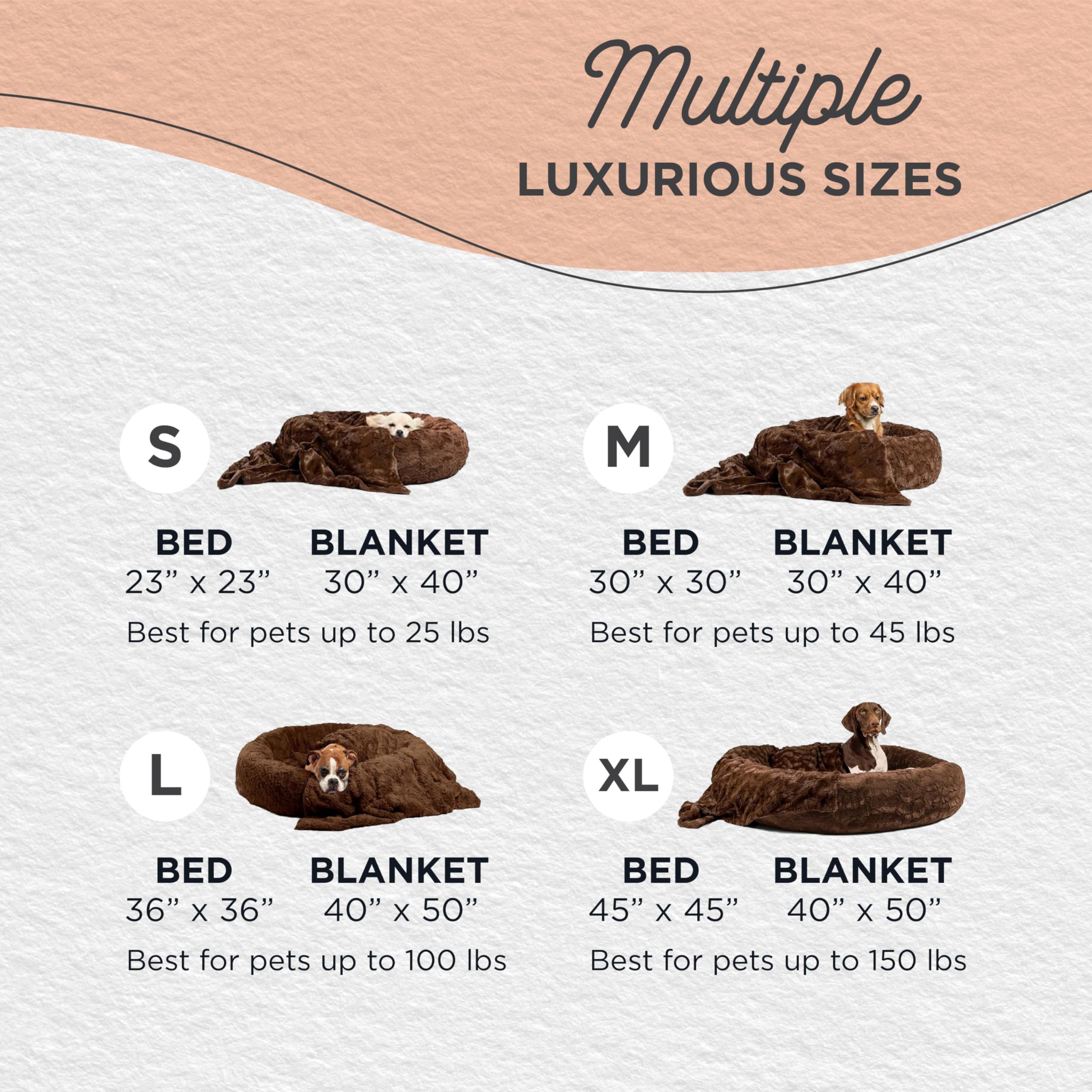 Best Friends by Sheri Calming Lux Donut Cuddler Cat & Dog Bed with Pet Throw Blanket - Dark Chocolate Extra Large 45