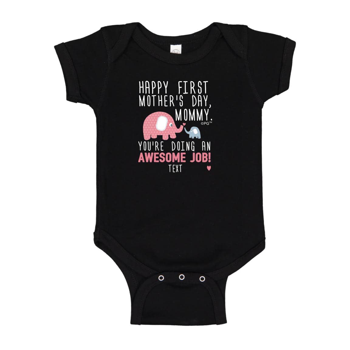 Personalized First Mother's Day Gift - Pink Elephant Baby Bodysuit for New Moms | Cute Outfit for Baby Shower, Photo Shoots & Special Occasions