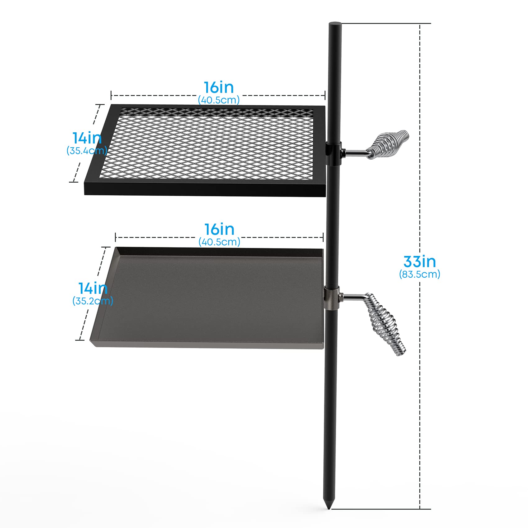 Stanbroil Adjustable Swivel Grill - Heavy Duty Steel Mesh Cooking Grate with Spike Pole & Griddle Plate - Dual Campfire Grill System for Outdoor Open Flame Cooking - Perfect for Camping, Backyard BBQs, and Tailgating Parties