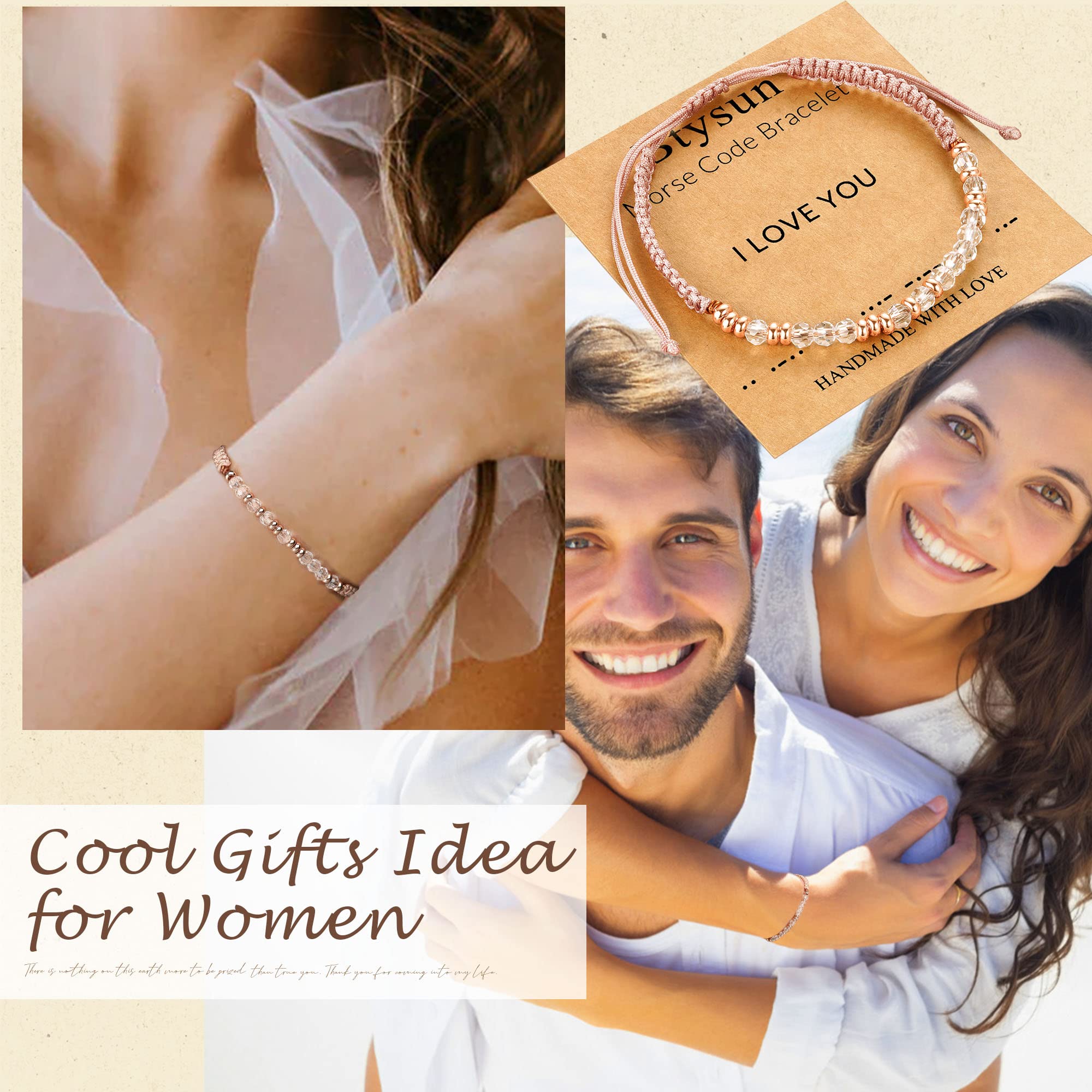**Btysun Morse Code Bracelet for Women - Inspirational Pink Braided Friendship Bracelet, Best Friend Birthday Gift, High School Graduation Gift, Christmas Stocking Stuffer for Her & Mom - Perfect for Daily Wear, Special Occasions & Meaningful Gifting**