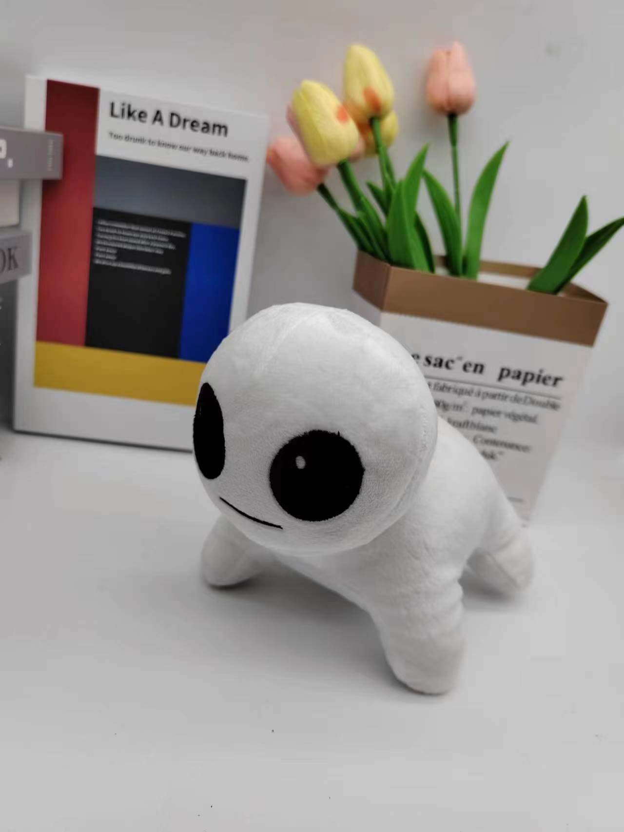 Halloween Ghost Plush Toy - Cute White Big Eyed Dog Stuffed Animal with Vacuum Compression Packaging | Perfect for Party Decorations, Gift Giving & Seasonal Home Decor