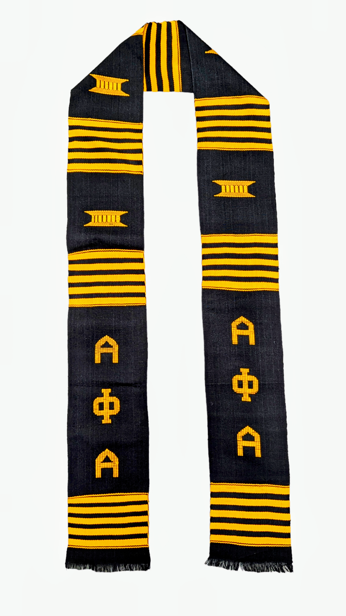 Handwoven African Kente Graduation Stole - Black & Gold Authentic Kente Cloth Sash for Graduation Ceremonies | Perfect for High School, College & University Commencements