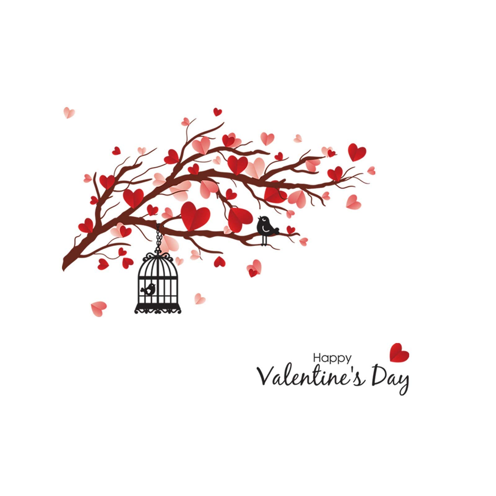 Romantic Lovebirds Wall Decals - Valentine's Day Bedroom Stickers, Carved Vinyl Floor & Wall Decor for Living Room, Nursery, Dorm - Cute Elephant Design for Home Decor & Party Scenes
