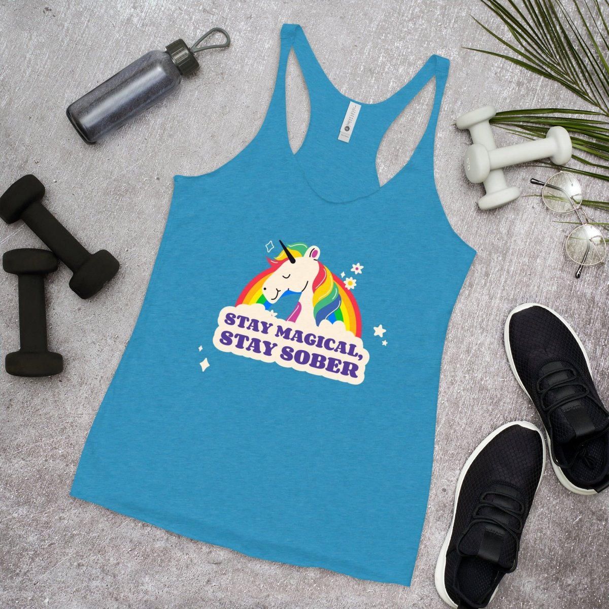 Stay Magical Stay Sober Women's Racerback Tank Top - Comfortable Workout & Yoga Apparel for Fitness & Casual Wear