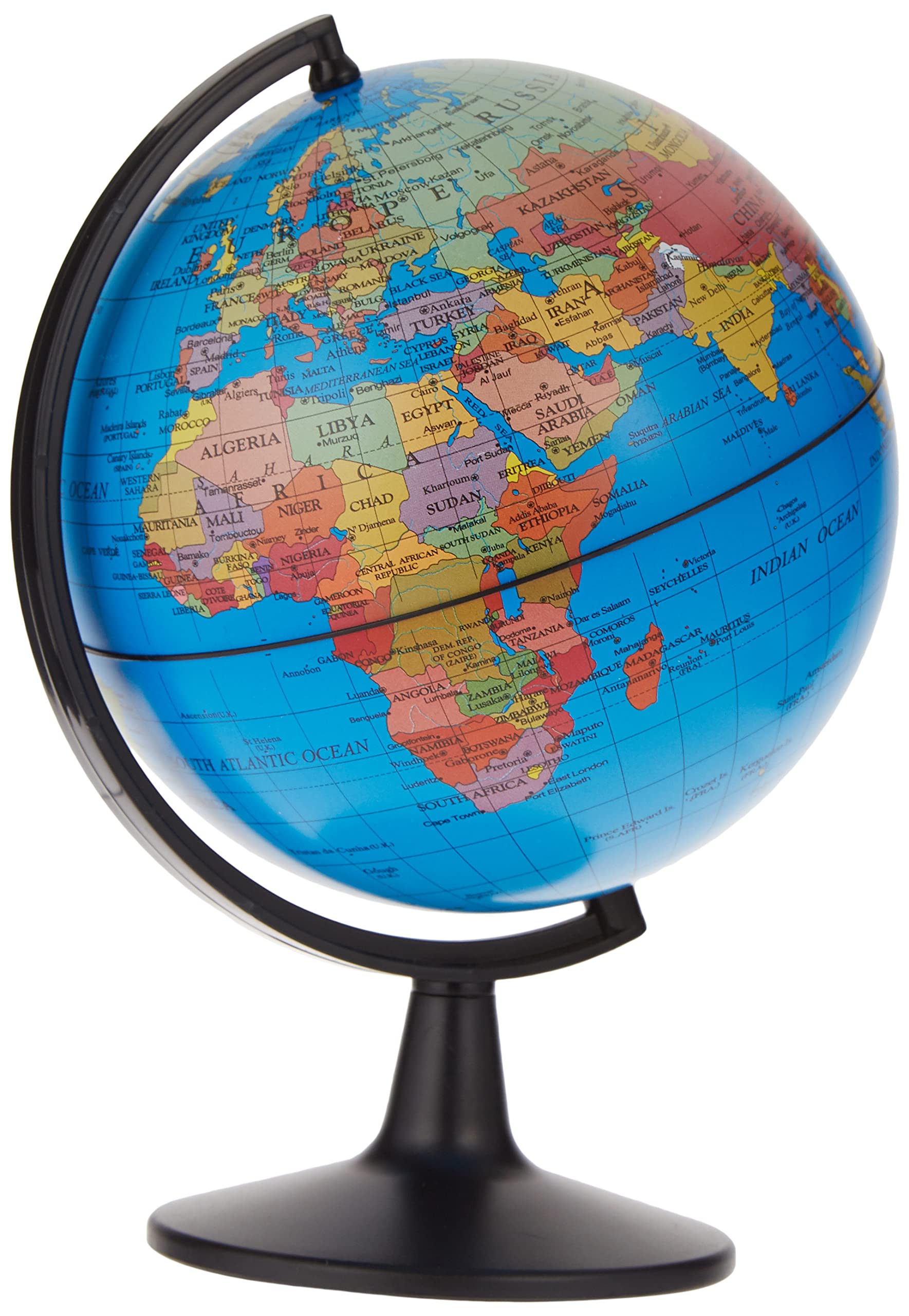 Elenco Edu-Toys 5 Inch Desktop Political Globe - Blue World Map for Kids Learning, Home Office Decor & Geography Education | Perfect for Classrooms, Study Rooms & Gift Giving