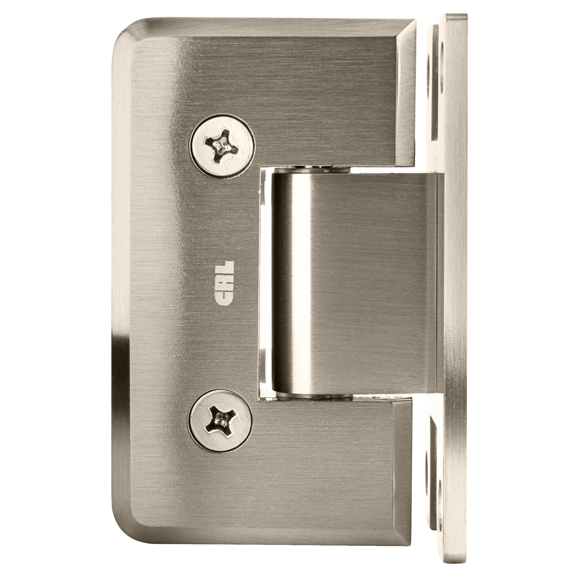 CRL Brushed Nickel Cologne Series Wall Mount Positive Close Hinge - Heavy Duty Cabinet & Door Hinge for Bathroom, Kitchen, and Closet Installation