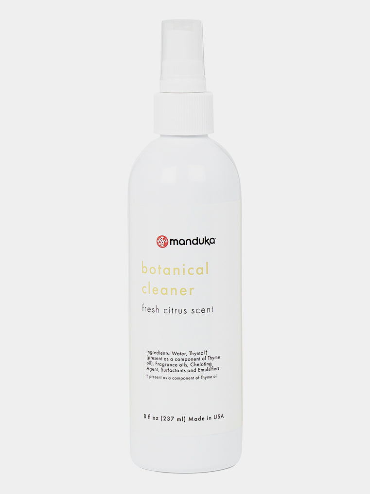 Manduka Botanical Disinfecting Cleaner 8 oz - Natural Plant-Based Disinfectant for Yoga Mats, Gym Equipment & Home Surfaces | Fresh Citrus Scent | Eco-Friendly Cleaning Solution for Yoga Studios, Fitness Centers & Household Use