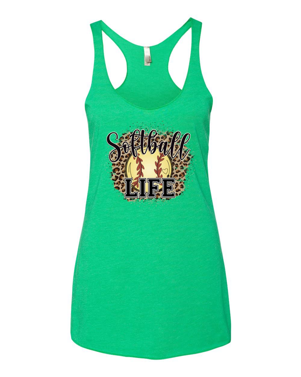 Softball Life Animal Print Tri-Blend Racerback Tank Top for Girls - Breathable & Comfortable Sports Shirt for Softball, Gym & Casual Wear