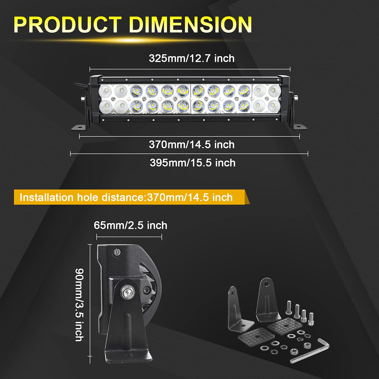 72W 12-Inch LED Light Bar Combo Spot Flood Beam - Off Road Lights for Trucks, Tractors, Trailers, 4x4 & Boats - Waterproof Fog & Driving Lights for Work, Camping & Night Adventures