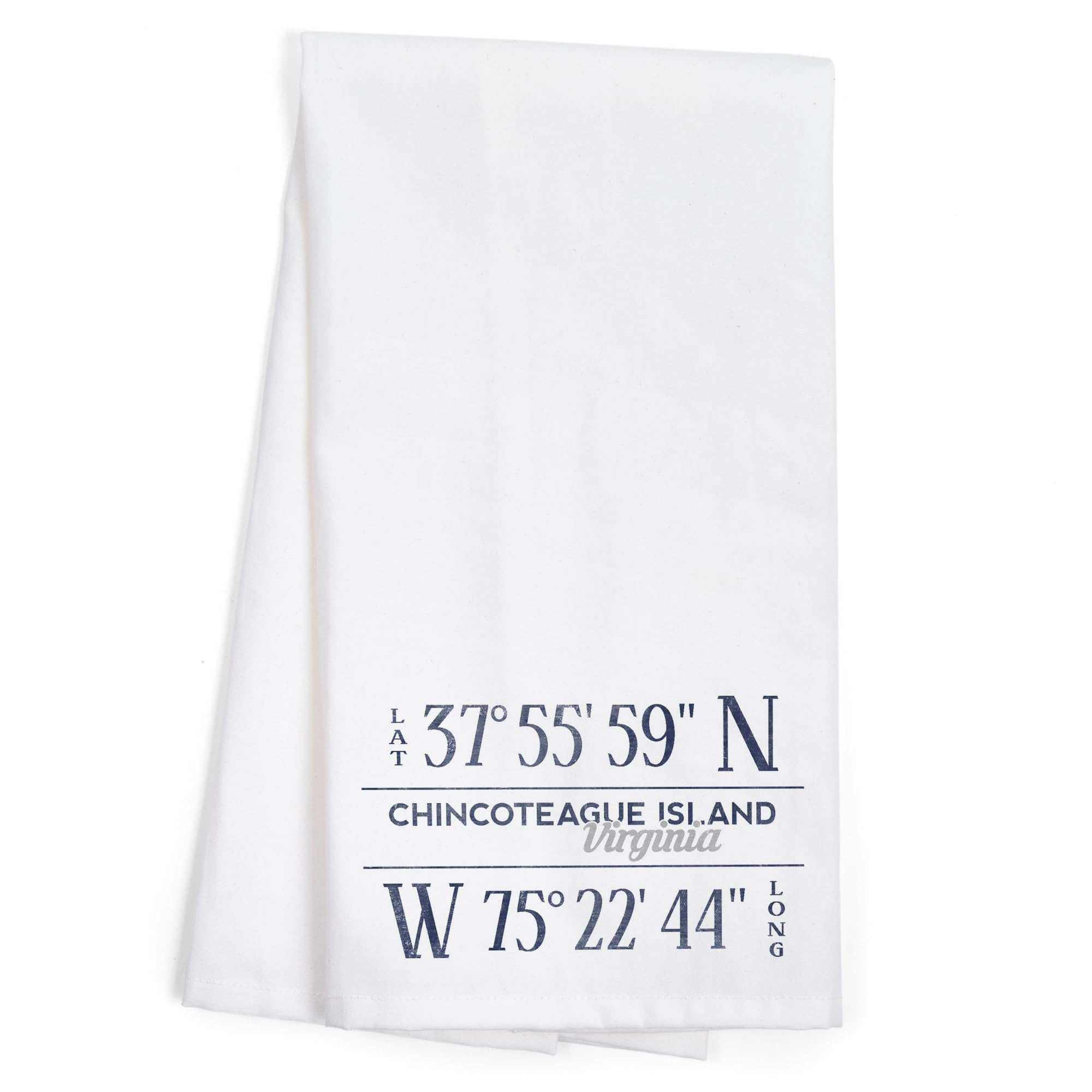 Lantern Press Chincoteague Island Virginia Coordinates 100% Cotton Tea Towel - Decorative Kitchen Hand Towel for Home Decor & Coastal Themed Spaces