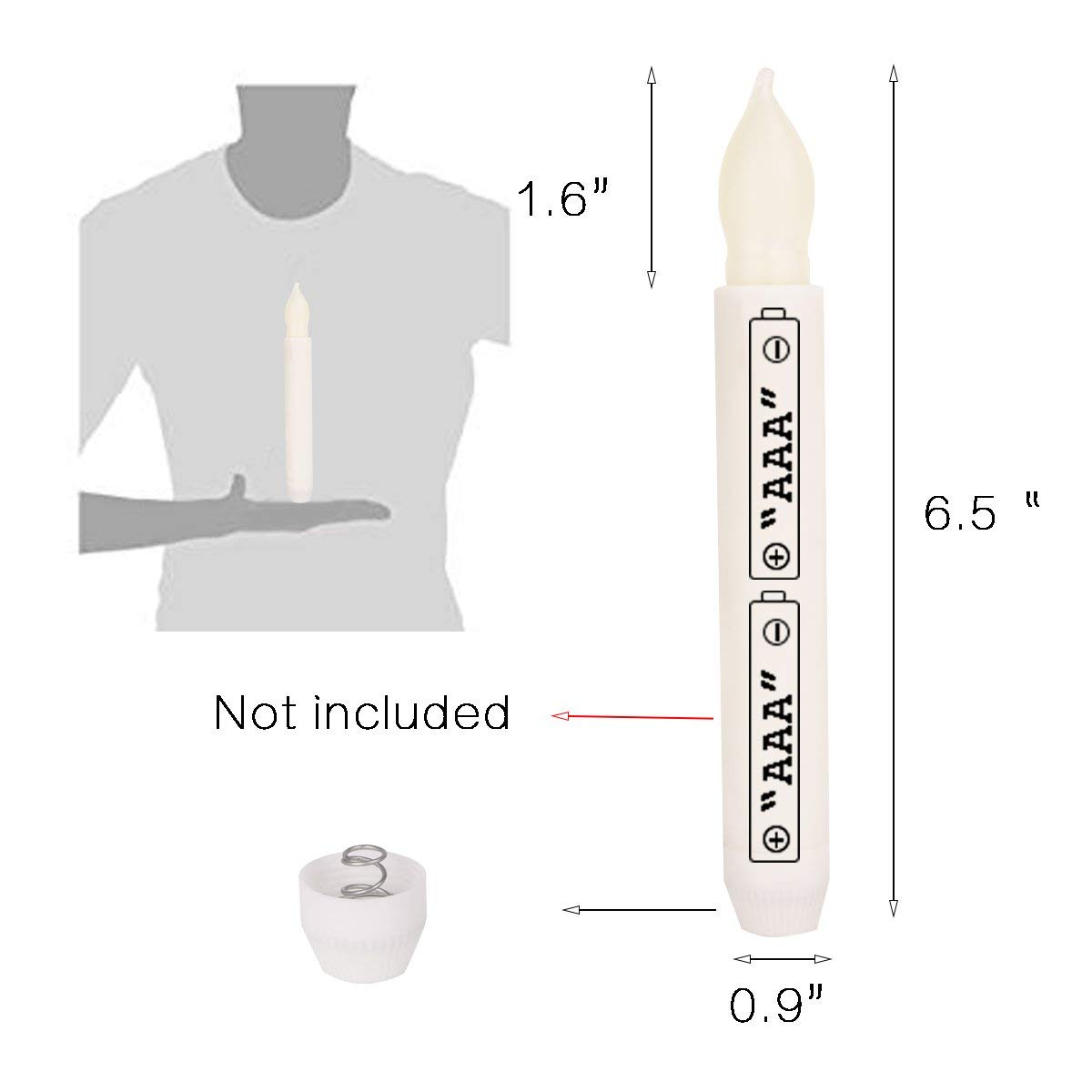 Flameless LED Taper Candles Set of 12 - Warm White Battery Operated Candles with Realistic Flickering Effect - Plastic Art Deco Style Decorative Candles for Weddings, Birthday Parties, Home Decor & Romantic Dinners