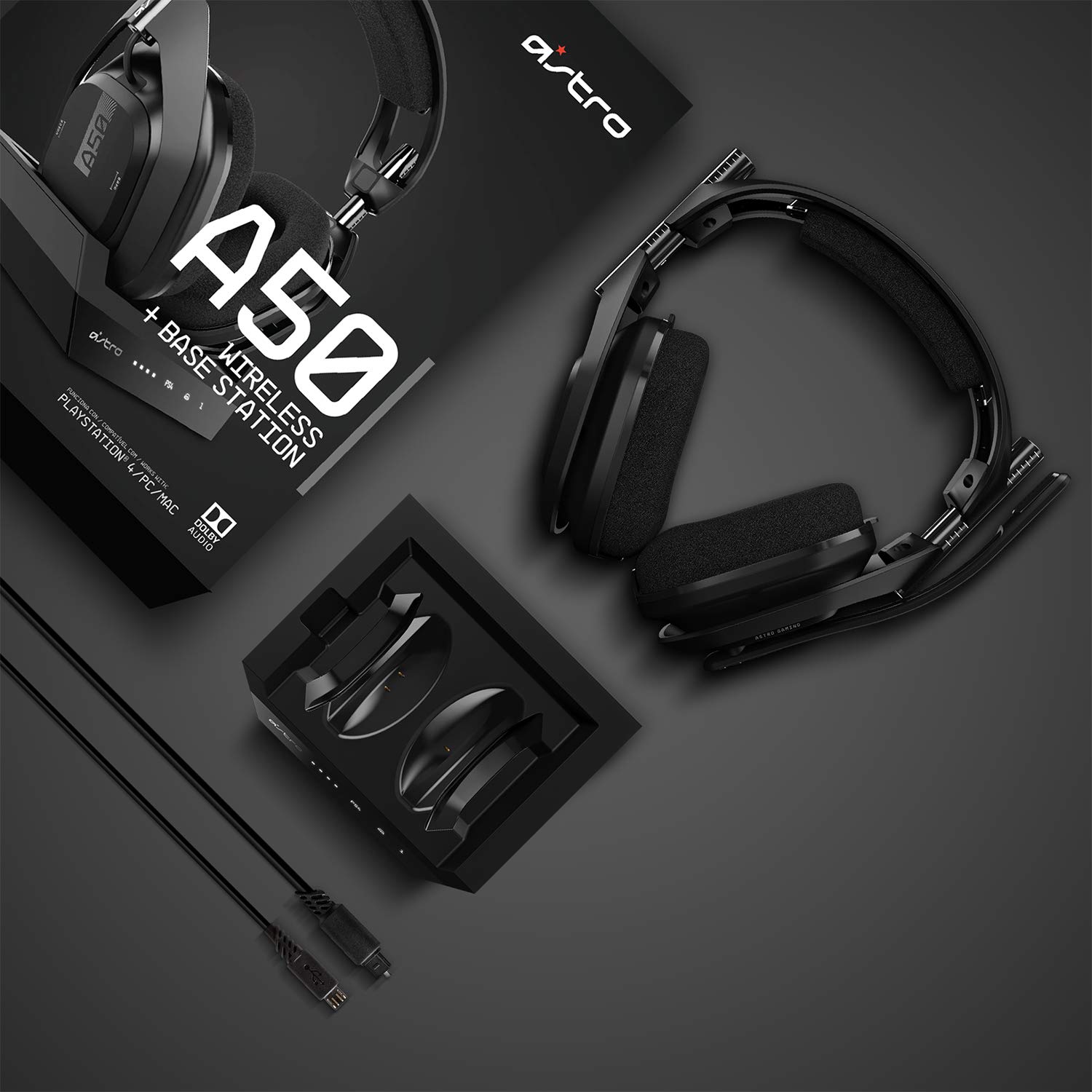ASTRO Gaming A50 Wireless Headset with Base Station Gen 4 - Premium Noise Cancelling Headphones for PS5, PS4, PC & Mac - Black/Silver - Perfect for Gaming, Streaming & Virtual Meetings