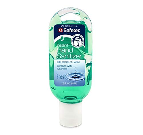 Safetec Hand Sanitizer with Fresh Scent, 1.5 oz Travel Size Bottle - Pack of 50 for Office, School, Gym & On-the-Go Hygiene