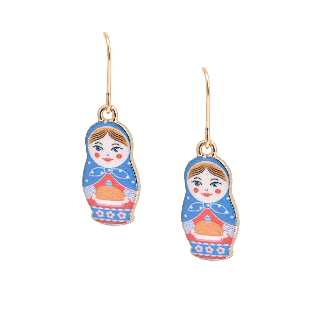 Handmade Russian Matryoshka Doll Earrings - Traditional Folk Art Jewelry - Perfect for Festivals, Parties, and Cultural Events