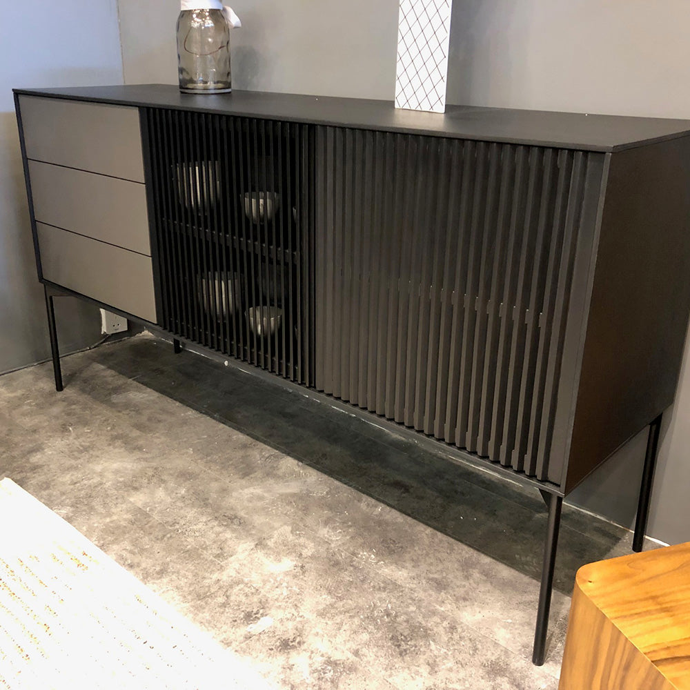 SEGAN 160cm Sideboard Buffet Cabinet - Modern Black & Grey Storage for Dining Room, Living Room & Entryway - Perfect for Organizing Dishes, Linens & Home Decor