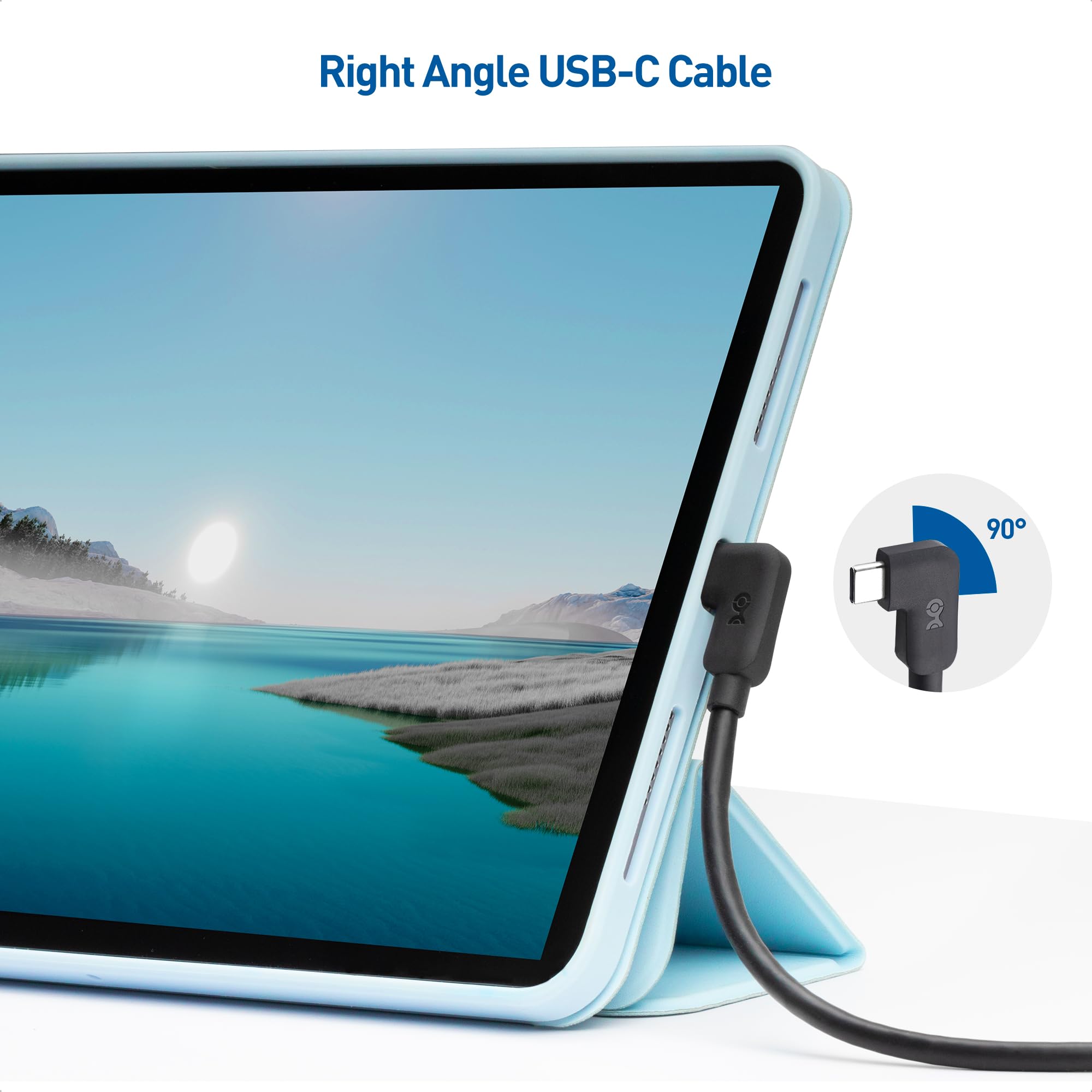 20Gbps USB C to USB C Right Angle Cable 0.9m/3ft - High Speed Data Transfer & 240W Fast Charging | Durable Black Braided Cable for Laptops, Phones & Gaming Devices | Perfect for Tight Spaces & Travel