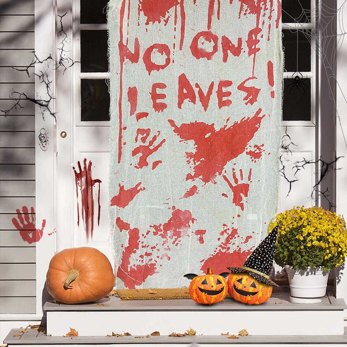 35 x 65 Inch Halloween Bloody Creepy Fabric Door Curtain - Scary Haunted House Decor for Halloween Party, Window & Entryway - Perfect for Spooky Home, Yard & Indoor Halloween Decorations
