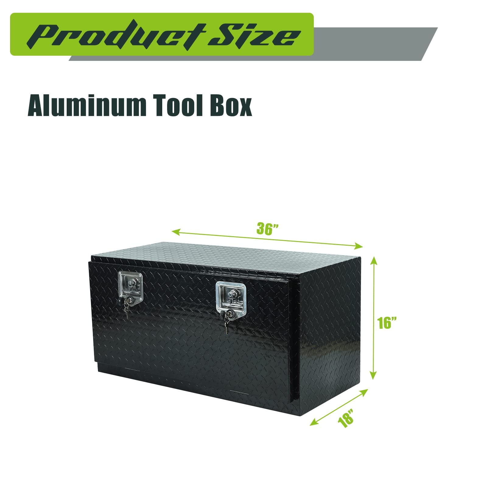 36 Inch Underbody Truck Tool Box - Heavy Duty Aluminum Under Bed Storage for Pickup, RV & Trailer - Waterproof Lockable Tool Box (36 x 17 x 18 Inch) - Perfect for Secure Tool Storage & Outdoor Equipment Organization