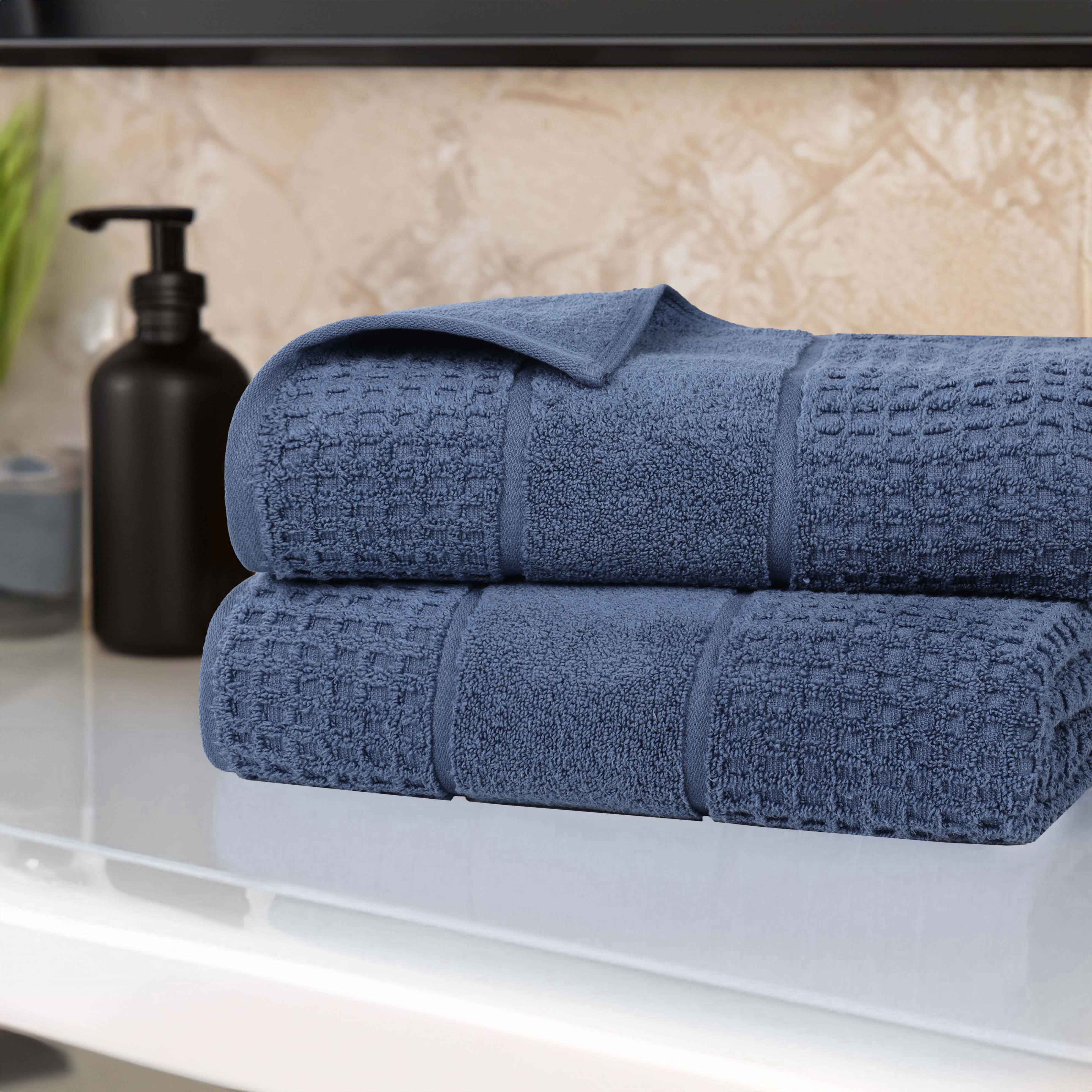 Premium Zero Twist Cotton Waffle Honeycomb Bath Towel Set of 2 - Ultra Soft & Highly Absorbent - Perfect for Spa, Bathroom & Luxury Home Use