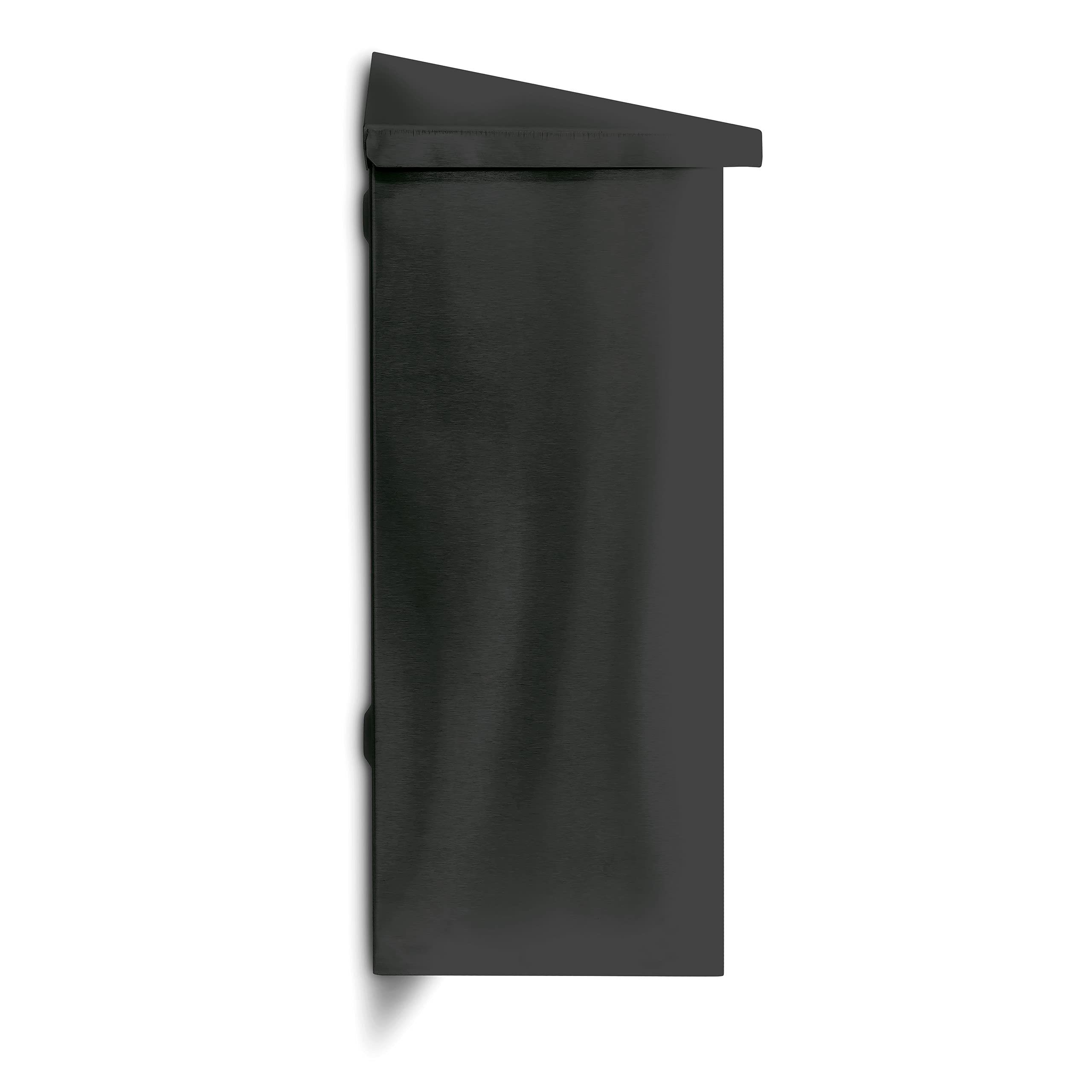 Black Powder-Coated Wall Mounted Mailbox - 16.1 x 14.6 x 6.3 Inches - Weatherproof Metal Mailbox for Home & Office - Perfect for Porch, Garden, and Outdoor Use
