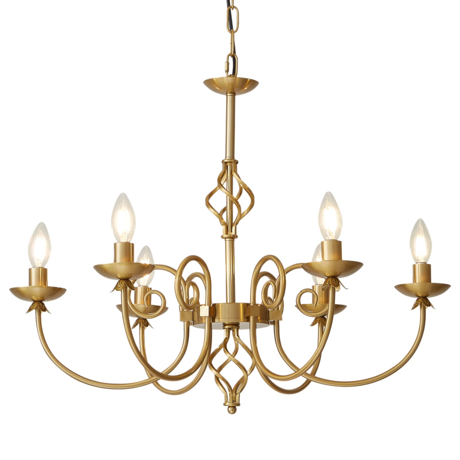 Modern Gold 6-Light Candle Chandelier - 26
