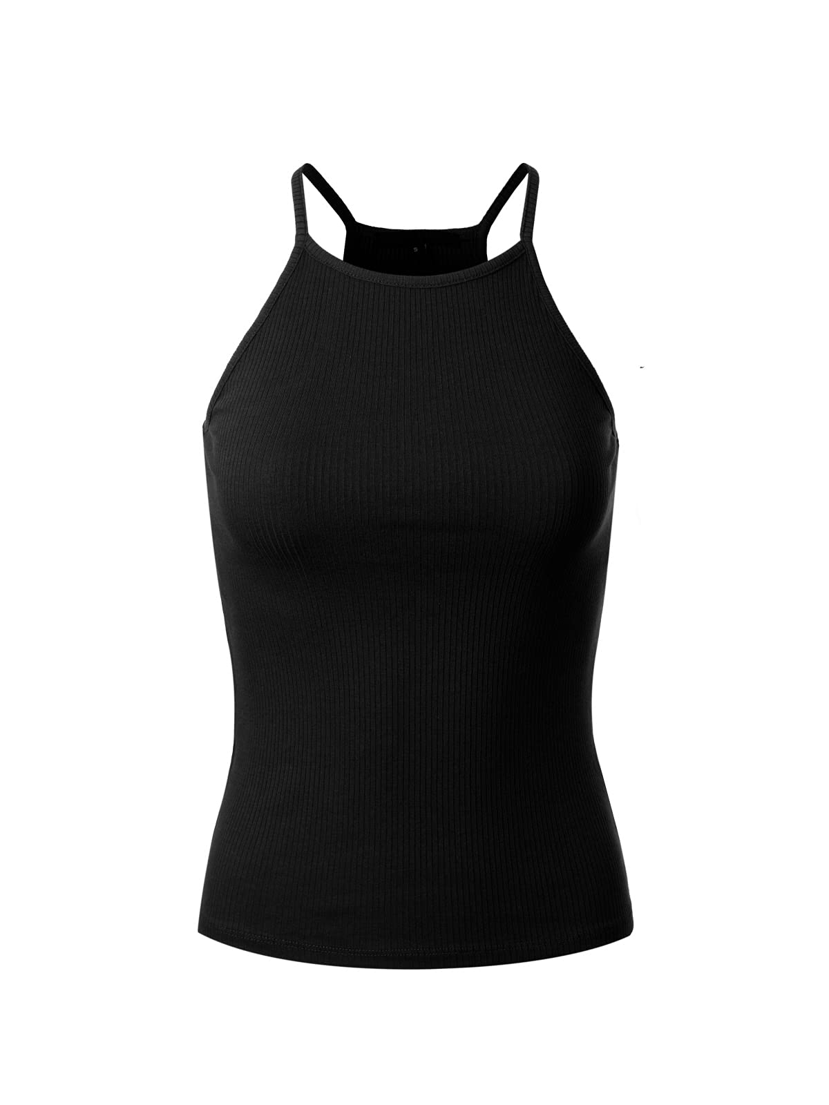 Olivia Women's Ribbed Racerback Tank Top - Sleeveless Halter Neck Basic Tee for Summer, Yoga, Beach & Casual Wear