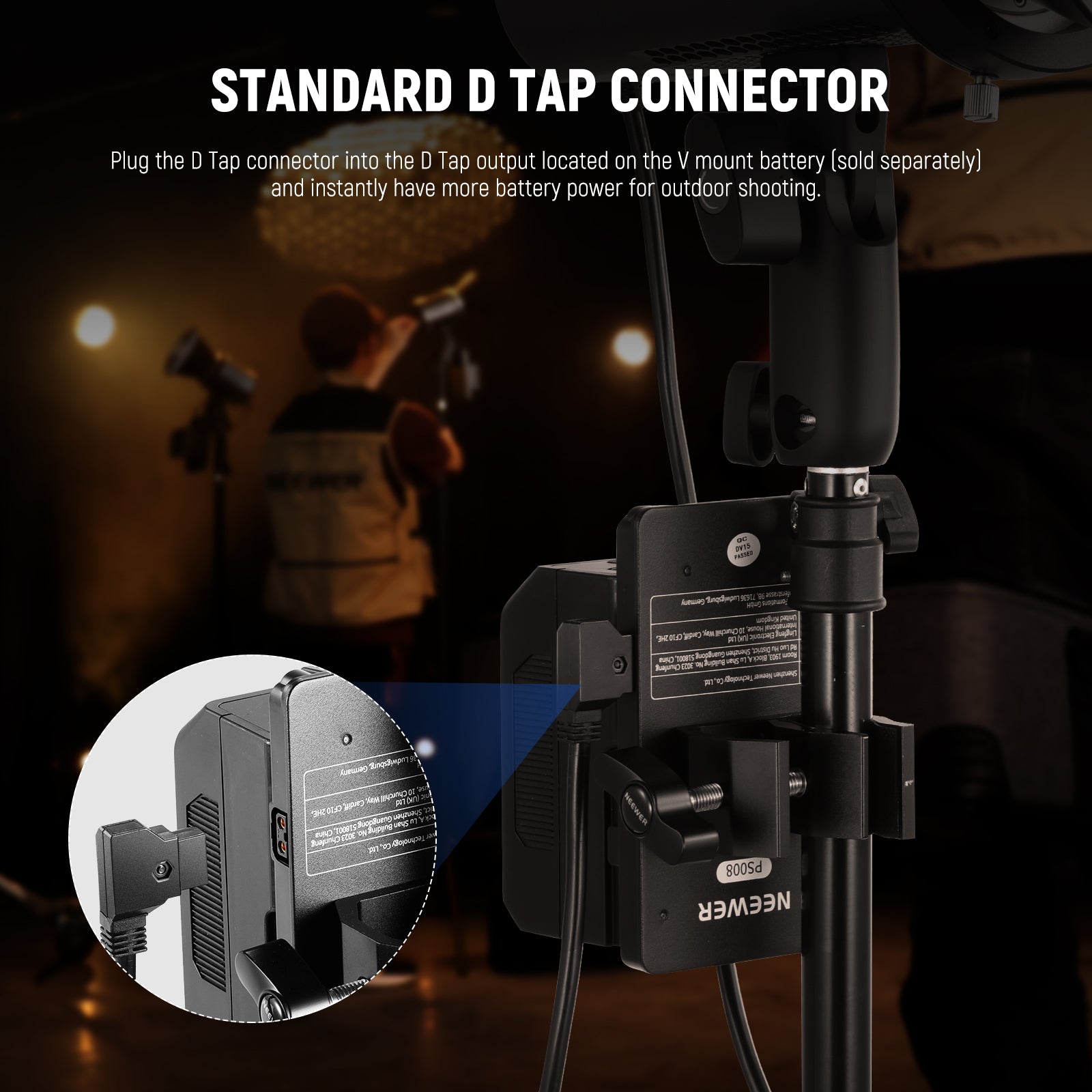 NEEWER NC009 D-Tap to 3-Pin XLR Power Cable for NEEWER FS150 FS150B FS230 FS230B LED Video Lights - Perfect for Studio Lighting, Photography, and Film Production