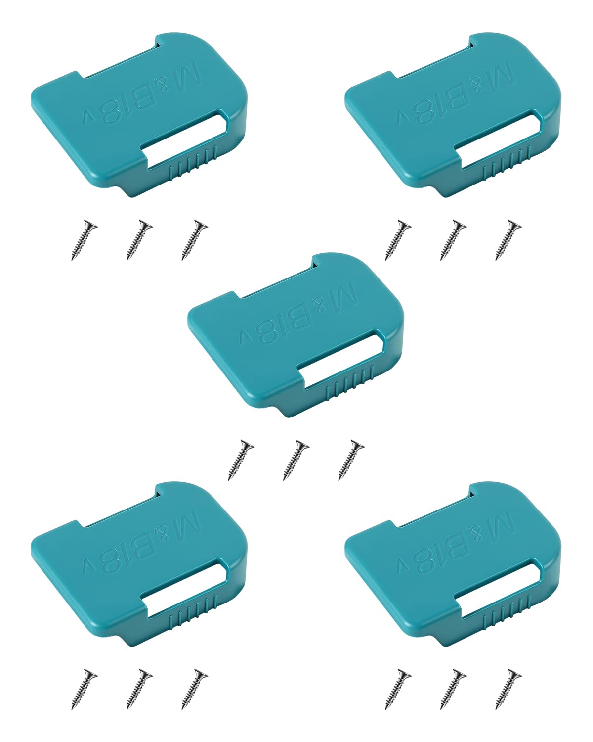 5 Pack Blue Battery Holder Compatible with Makita 18V Power Tool Batteries - Secure Storage & Organization for DIY Projects, Home Workshops, and Professional Job Sites