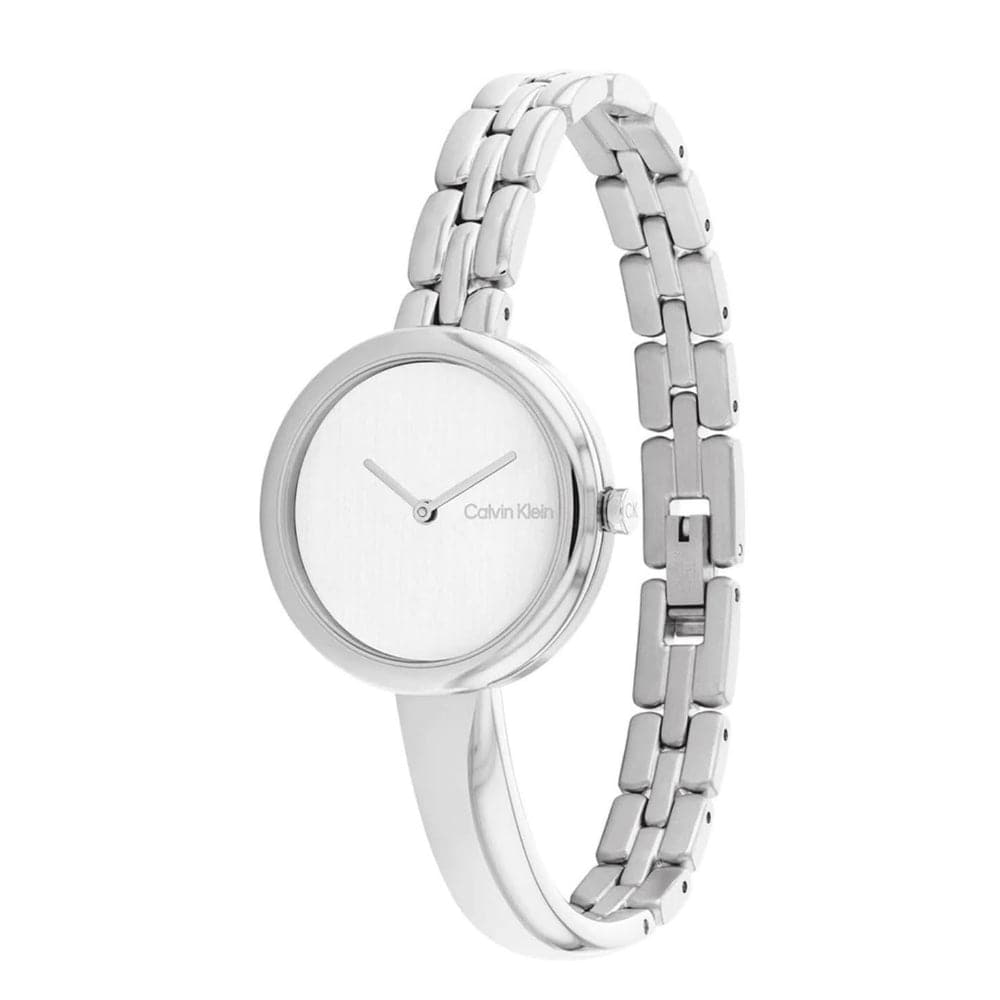 Calvin Klein Women's Watch with White Dial & Silver Stainless Steel Strap - Model 25200278 | Elegant Dress Watch for Office, Party & Everyday Wear
