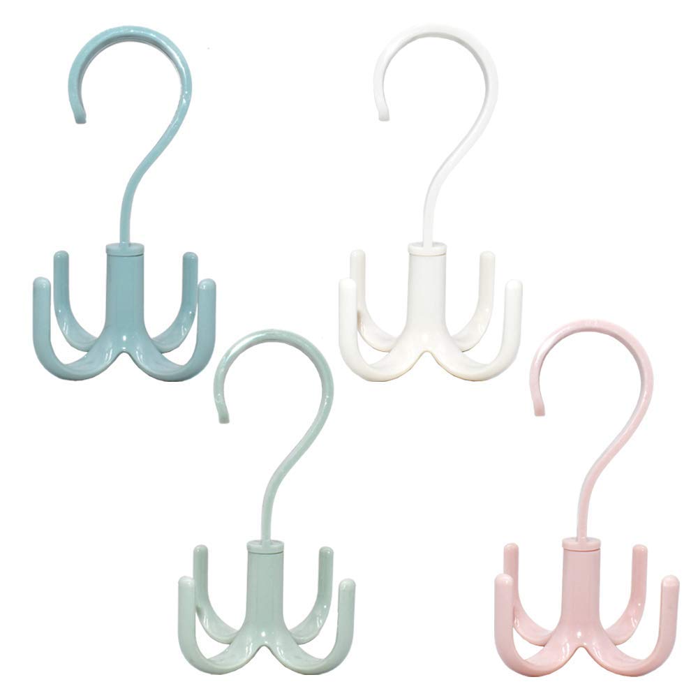 Azeho 360° Rotating Handbag Hanger with 4 Hooks - Space Saving Closet Organizer for Purses, Belts, Scarves & Ties - Perfect for Bedroom, Closet & Travel Storage (4 Colors)