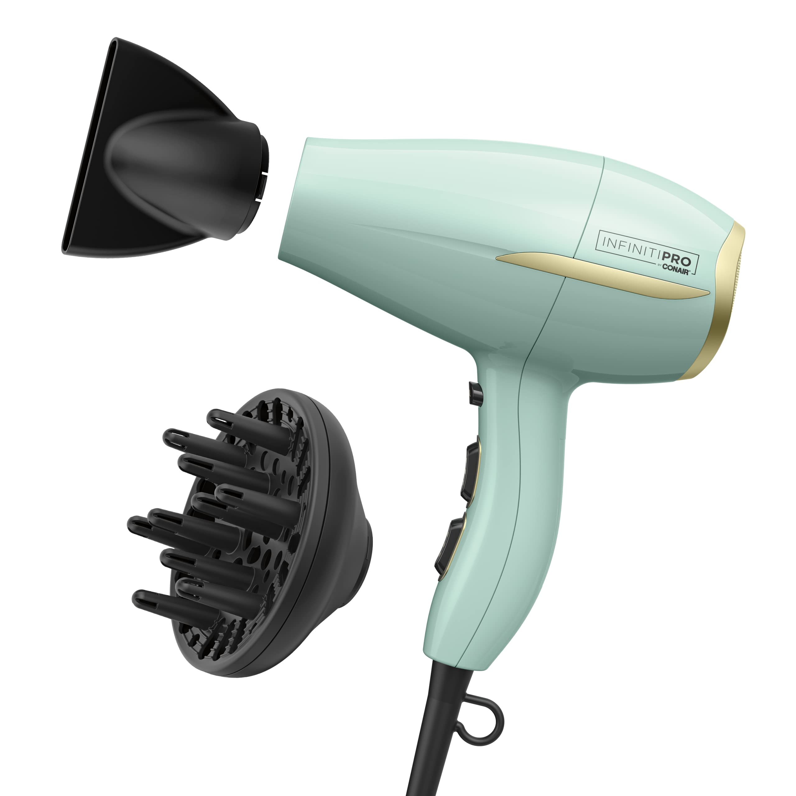 INFINITIPRO by CONAIR Professional Hair Dryer with Diffuser - Advanced Heat Protection Technology for Healthy, Shiny Hair | Salon-Quality Blow Dryer for Home Use, Travel & Styling