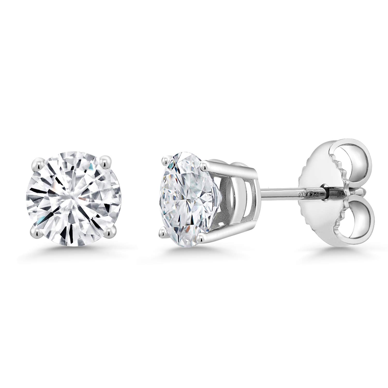 925 Sterling Silver Moissanite Stud Earrings for Women - 1.60 Carat Round Cut 6MM Gemstone Earrings | Hypoallergenic Wedding, Anniversary & Everyday Jewelry Gift