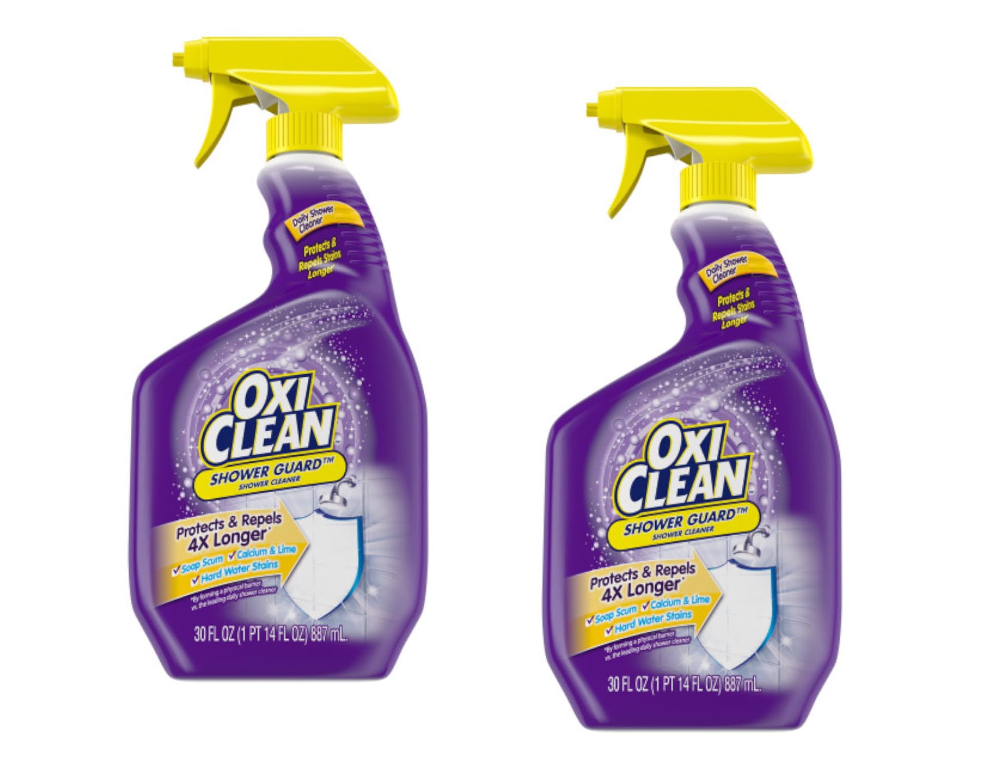 OxiClean Shower Guard Daily Shower Cleaner Spray - 30 fl oz (Pack of 2) - Removes Soap Scum, Hard Water Stains & Prevents Mold - Perfect for Bathroom, Tile, Glass & Shower Doors