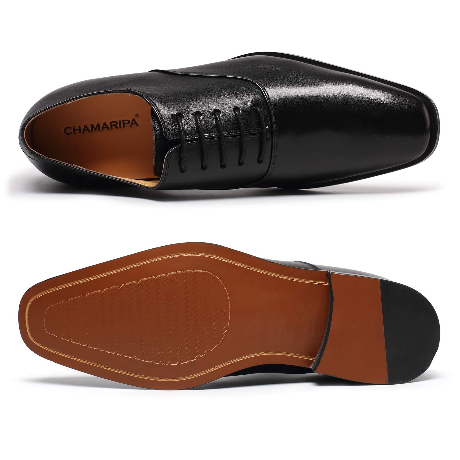 CHAMARIPA Men's Invisible Elevator Shoes - Lace-Up Leather Oxford Dress Shoes for Height Increase | Formal & Tuxedo Wear | Perfect for Business, Weddings & Special Occasions