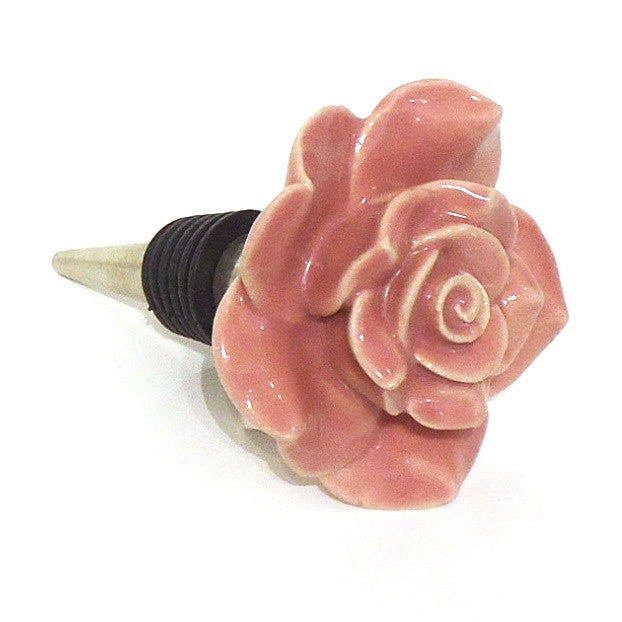 Elegant Ceramic Rose Bottle Stopper - Decorative Wine Cork for Chardonnay, Champagne & Liquor Bottles - Perfect for Romantic Dinners, Weddings & Home Decor