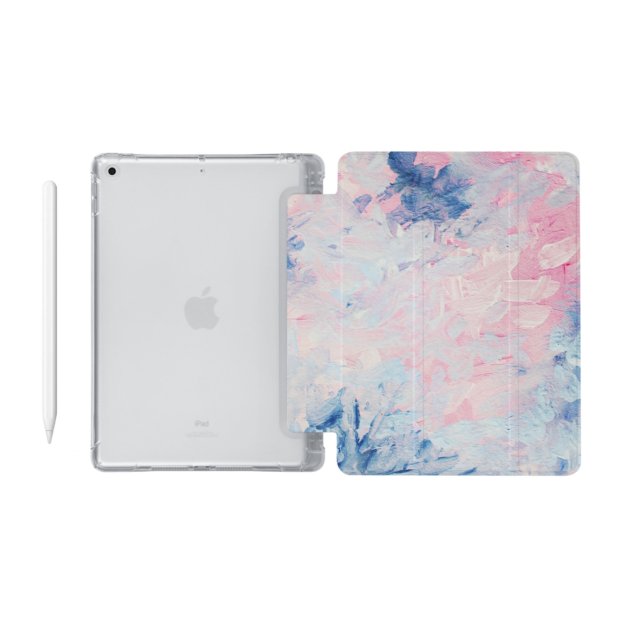 Premium iPad See-Through Case with Oil Painting Abstract Design - Perfect for Home, Office & Travel Protection