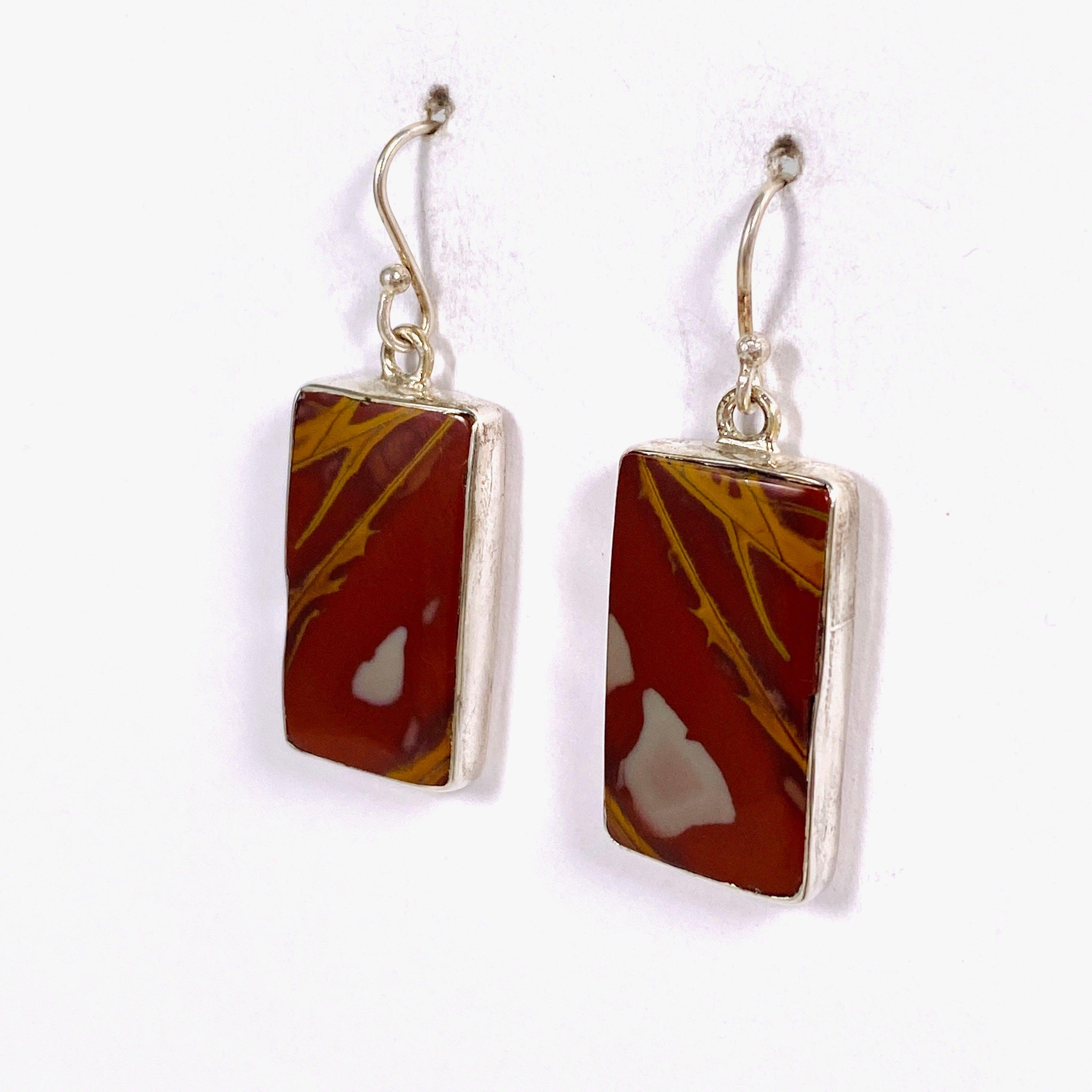 Natural Pilbara Noreena Jasper Rectangular Dangle Earrings - Handmade Gemstone Jewelry for Women - Perfect for Casual Wear, Office & Special Occasions