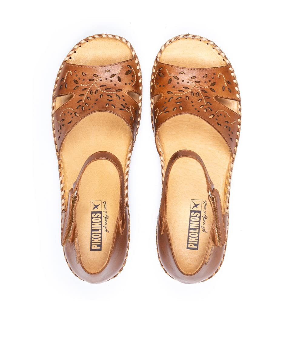 PIKOLINOS Women's Leather Wedge Sandals - Comfortable Margarita Style for Summer, Beach, and Casual Outings