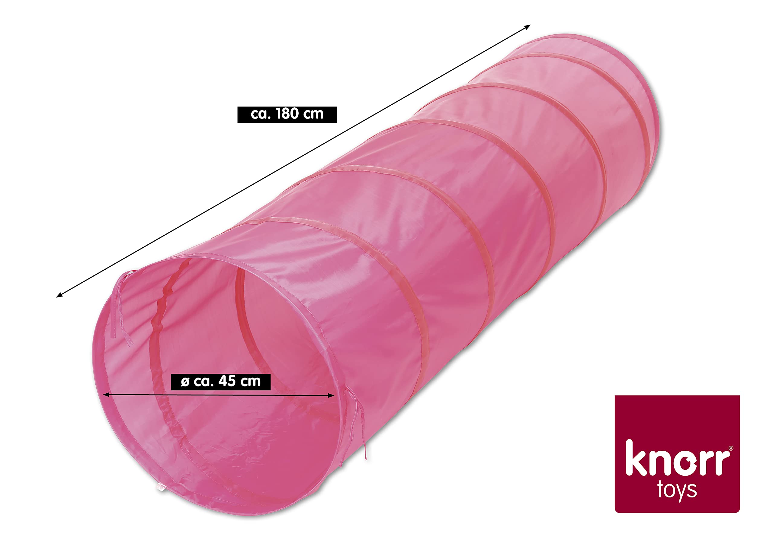 Knorrtoys 55109 Play Tunnel for Girls - Pink Kids Play Tent for Indoor & Outdoor Fun, Birthday Gifts, Pretend Play, Hideout Fort