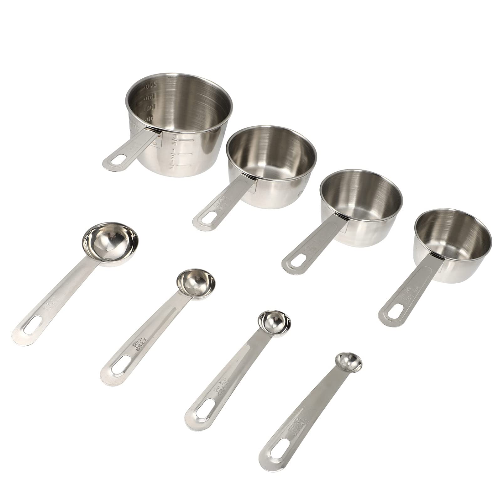 Hemoton 8-Piece Stainless Steel Measuring Cups and Spoons Set - Stackable Metal Kitchen Utensils for Cooking, Baking, Coffee, Epoxy Resin Making - Perfect for Home Kitchen & DIY Projects