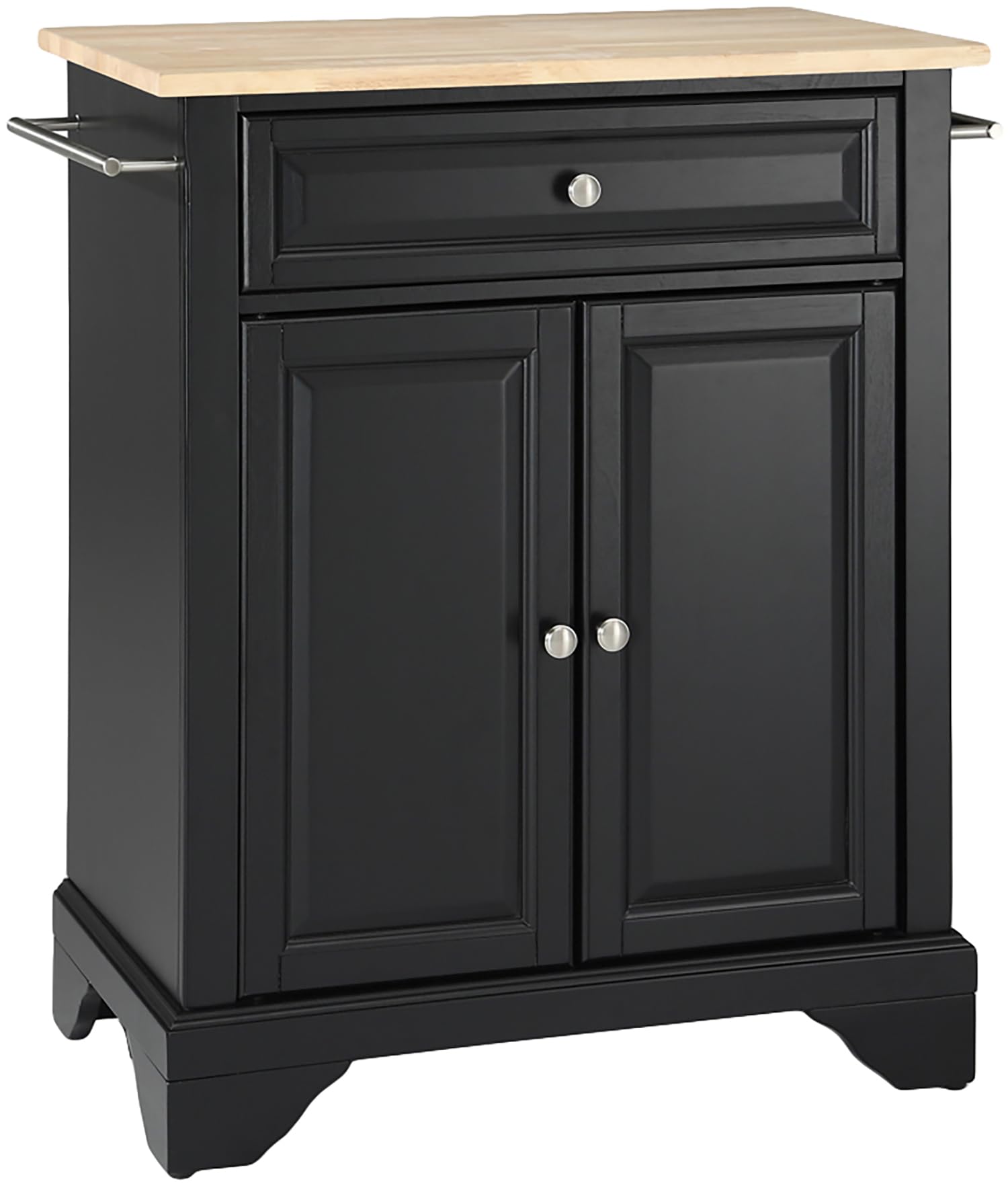 Crosley Lafayette Wood Top Portable Kitchen Island Cart with Wheels - Small Rolling Microwave Stand, Storage Cabinet for Small Spaces - Perfect for Kitchen, Dining Room, or Apartment Use
