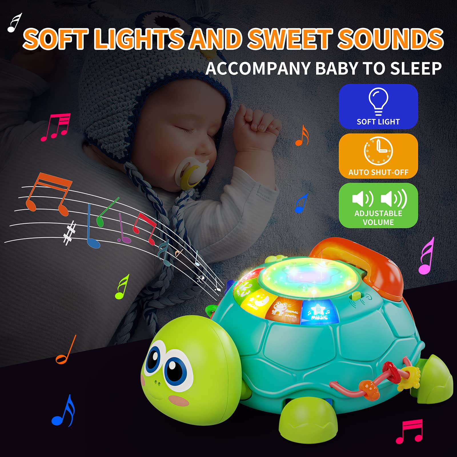 Musical Turtle Baby Toy with Lights & Sounds - Early Learning Crawling Toy for 6-18 Months | Perfect for Tummy Time & Birthday Gifts