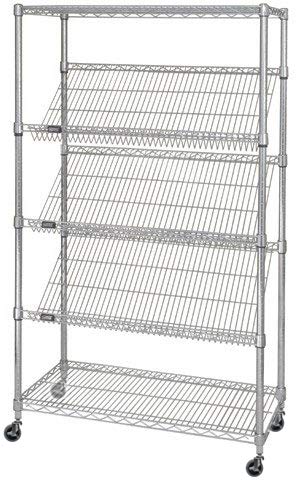 Omega 5-Tier Slanted Wire Chrome Shelf Truck - 18