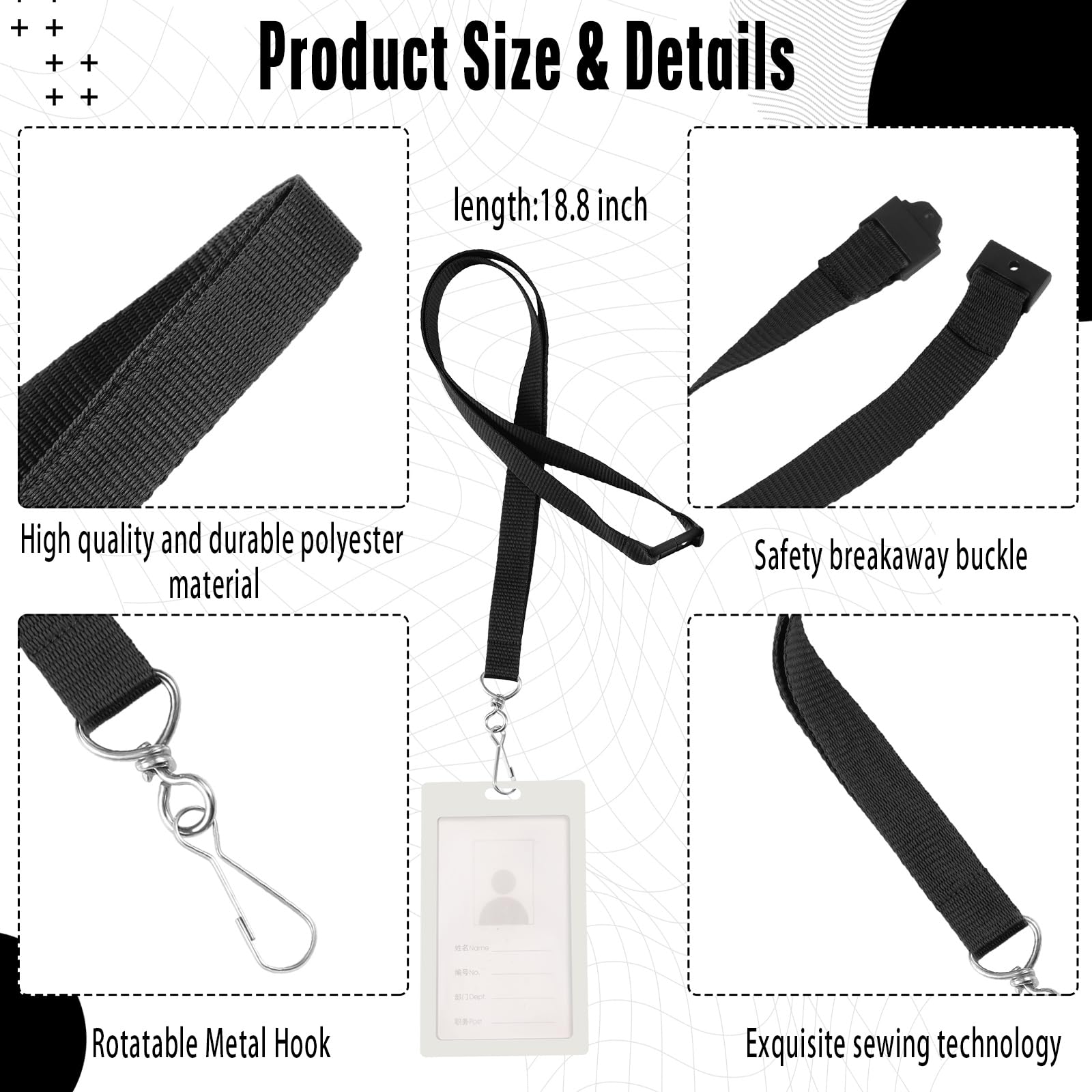 120 Pcs Breakaway Lanyards with J Hook for ID Badges - Office & Event Use