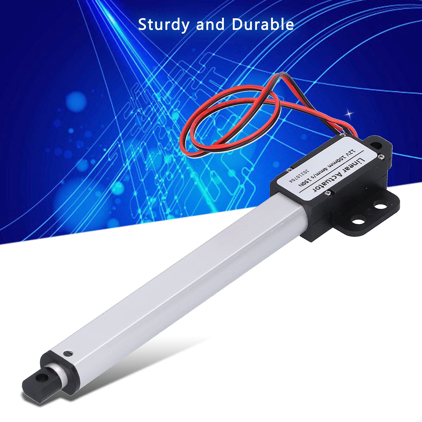 12V Linear Actuator 100mm Stroke - Low Noise Electric Push Rod Motor (4mm/s, 150N) for Adjustable Tables, Recliners, Beds & Home Automation